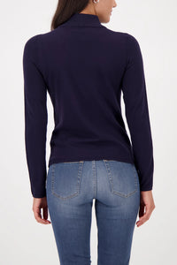 Monari Basic long-sleeve jumper with stand-up collar in Night Sky 808988