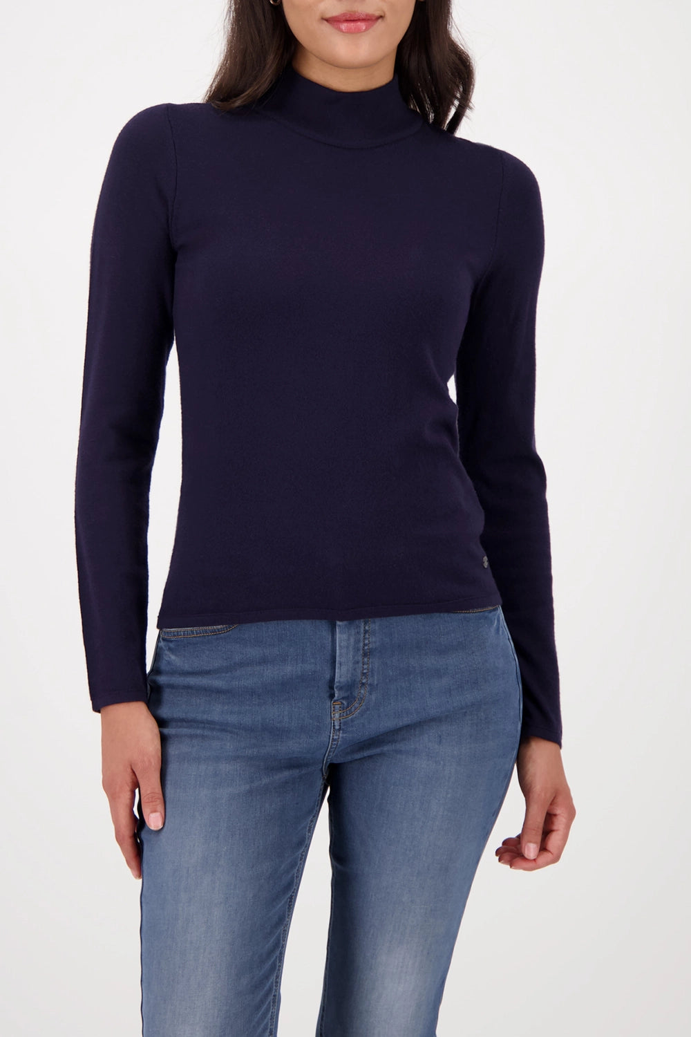 Monari Basic long-sleeve jumper with stand-up collar in Night Sky 808988