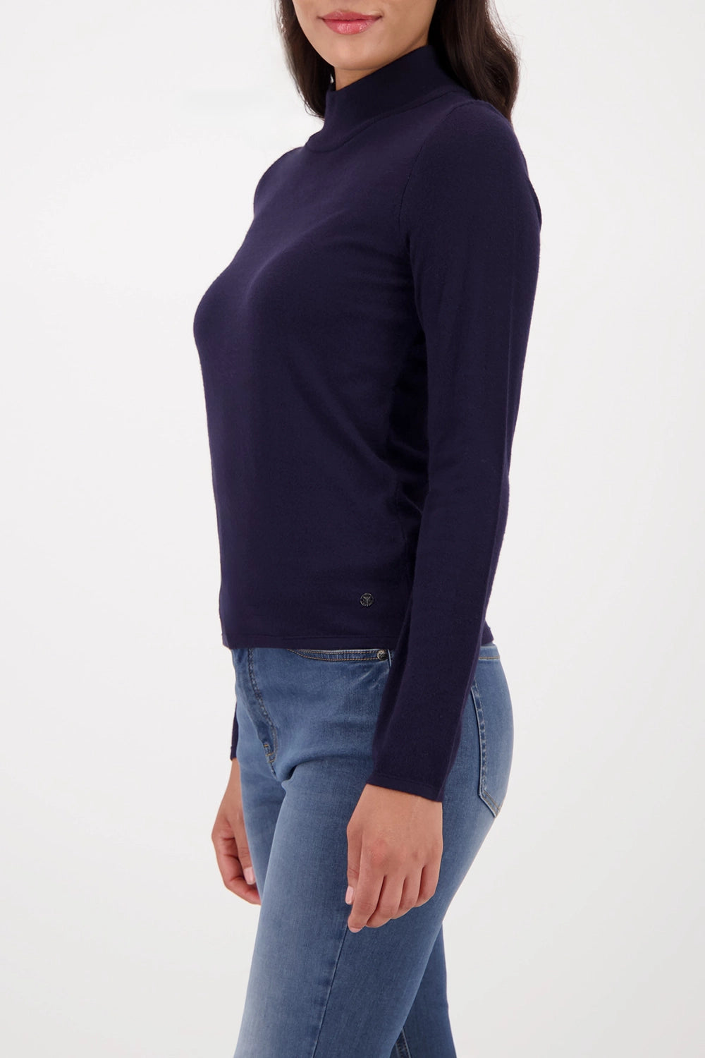 Monari Basic long-sleeve jumper with stand-up collar in Night Sky 808988