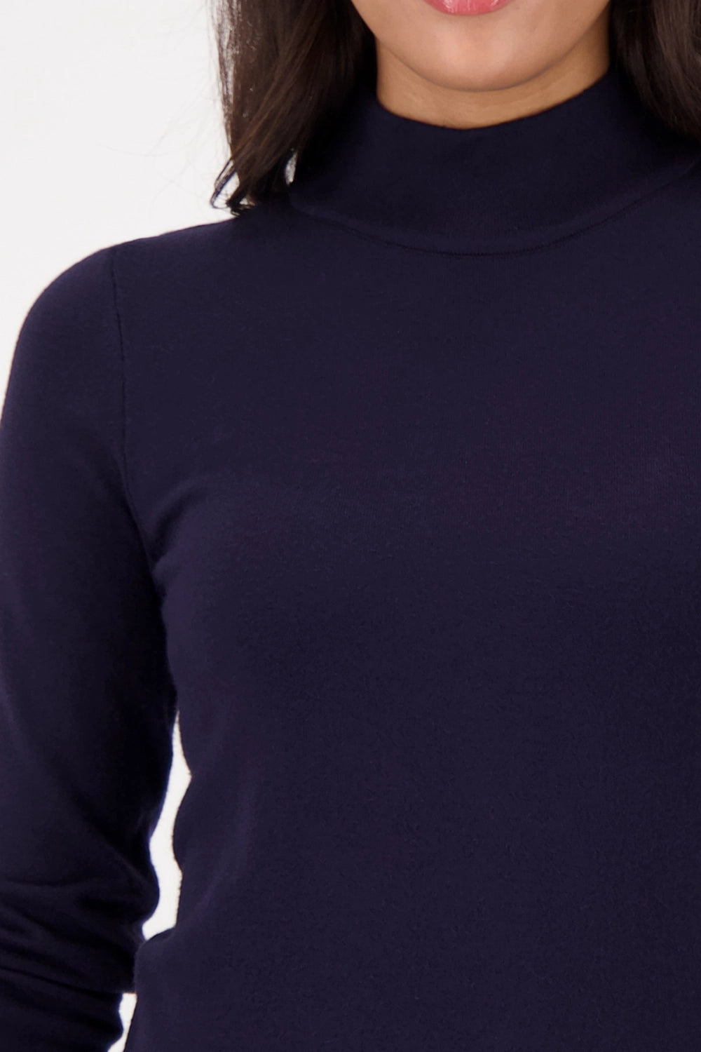 Monari Basic long-sleeve jumper with stand-up collar in Night Sky 808988