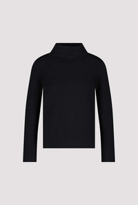 Monari Basic long-sleeve jumper with stand-up collar in Black 808988