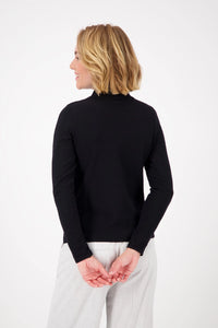 Monari Basic long-sleeve jumper with stand-up collar in Black 808988