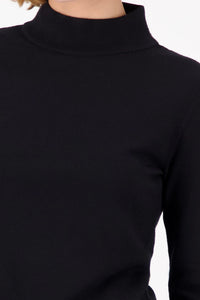 Monari Basic long-sleeve jumper with stand-up collar in Black 808988