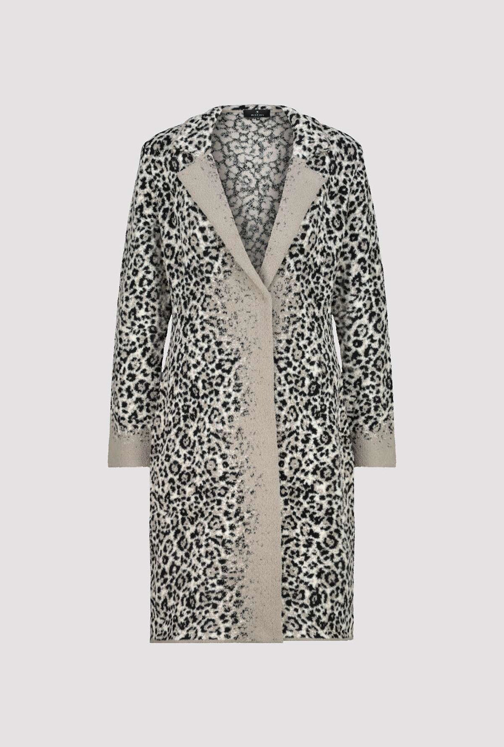 Monari Knitted coat with leopard pattern in Greige Pattern 808994