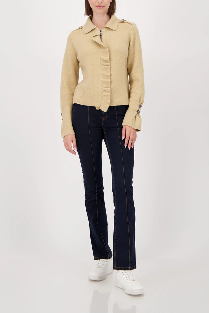 Monari Cardigan with ruffles in Cinnamon 809004