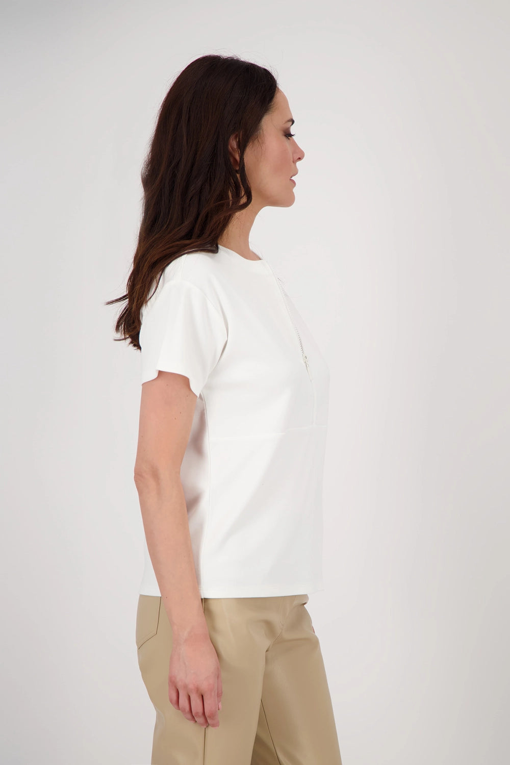 Monari Sweatshirt with zipper in Off White 809012