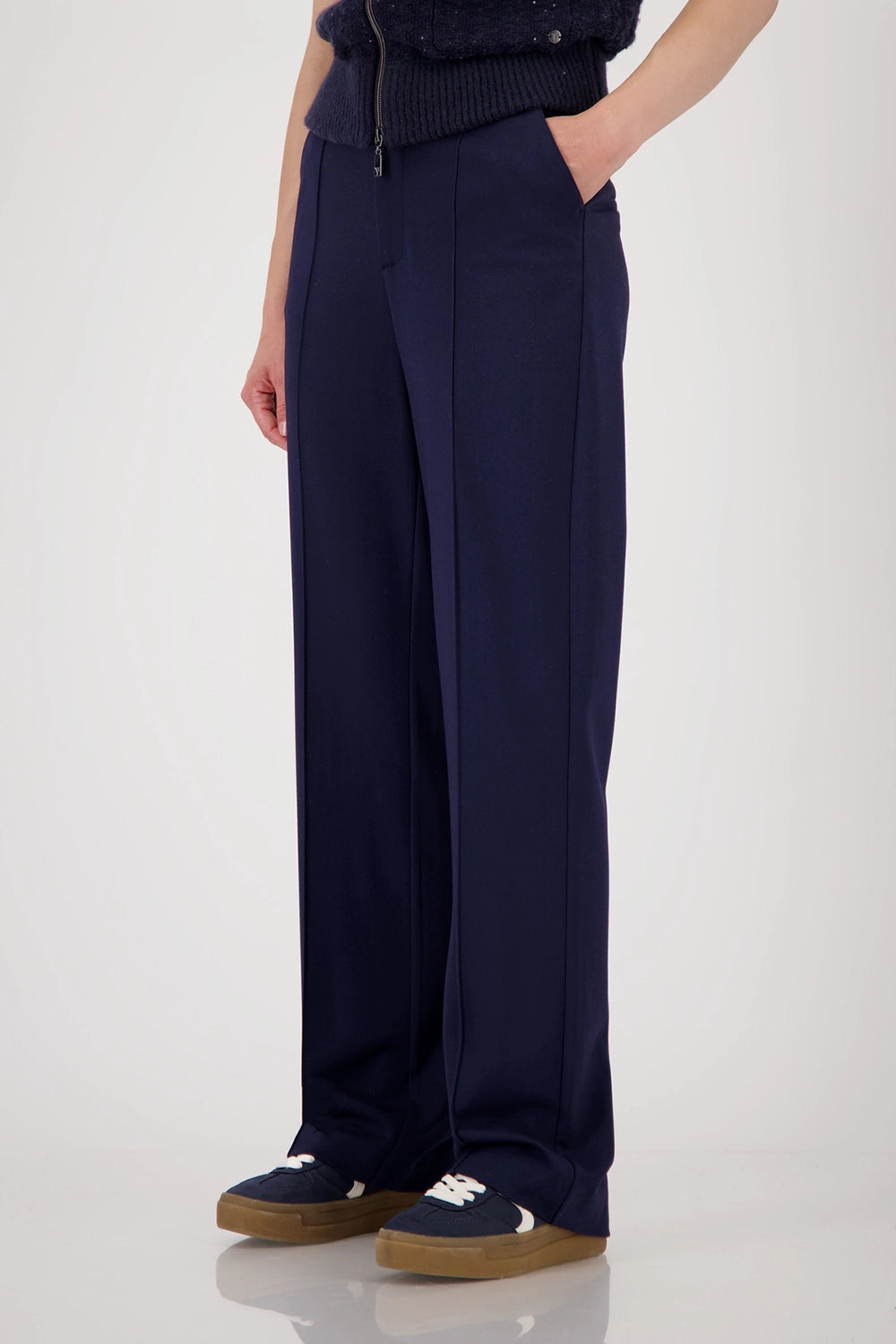 Monari Suit trousers with crease in Night Sky 809023