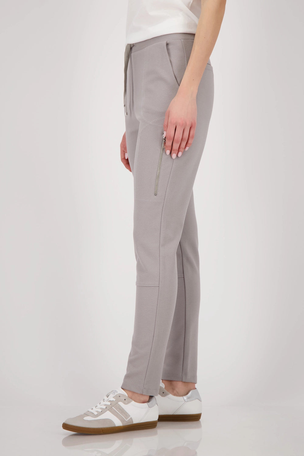 Monari Joggers with zip in Greige 809037