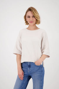 Monari Jumper with side slits in Oat Milk 809064