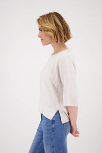 Monari Jumper with side slits in Oat Milk 809064