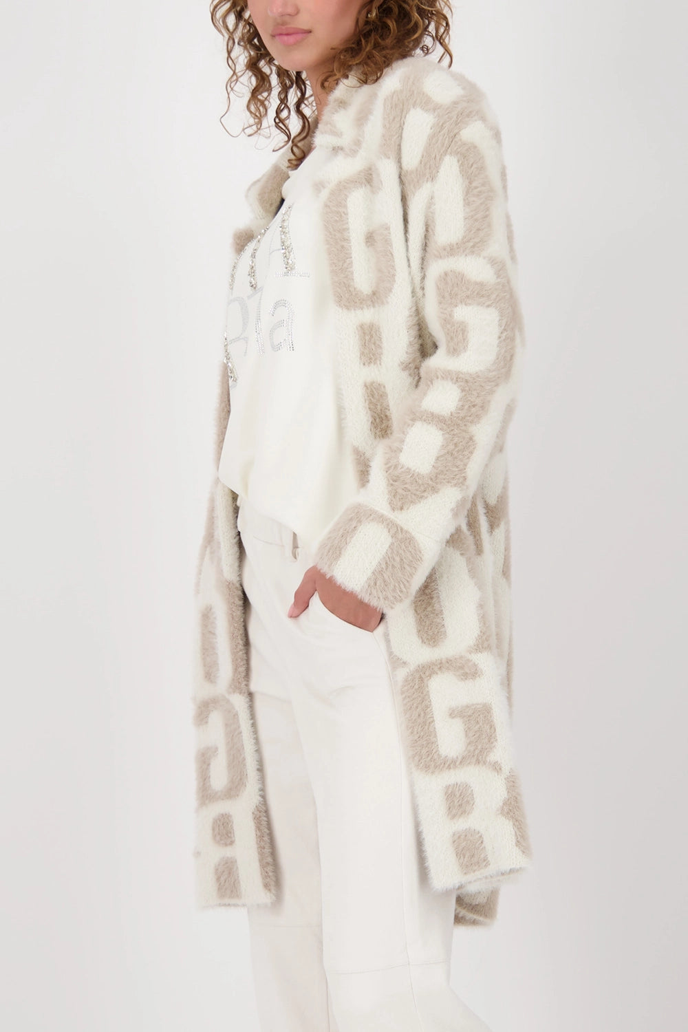 Monari Jacket with lettering pattern in Truffle Pattern 809088