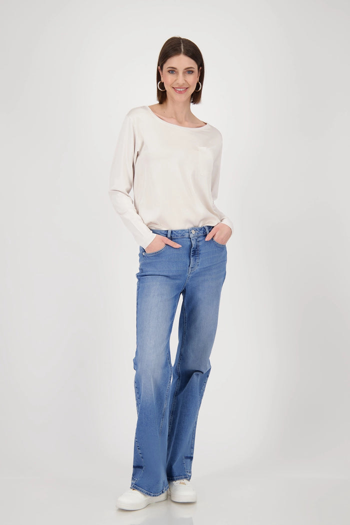 Monari Shirt-blouse with chest pocket in Oat Milk 809095