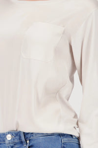 Monari Shirt-blouse with chest pocket in Oat Milk 809095