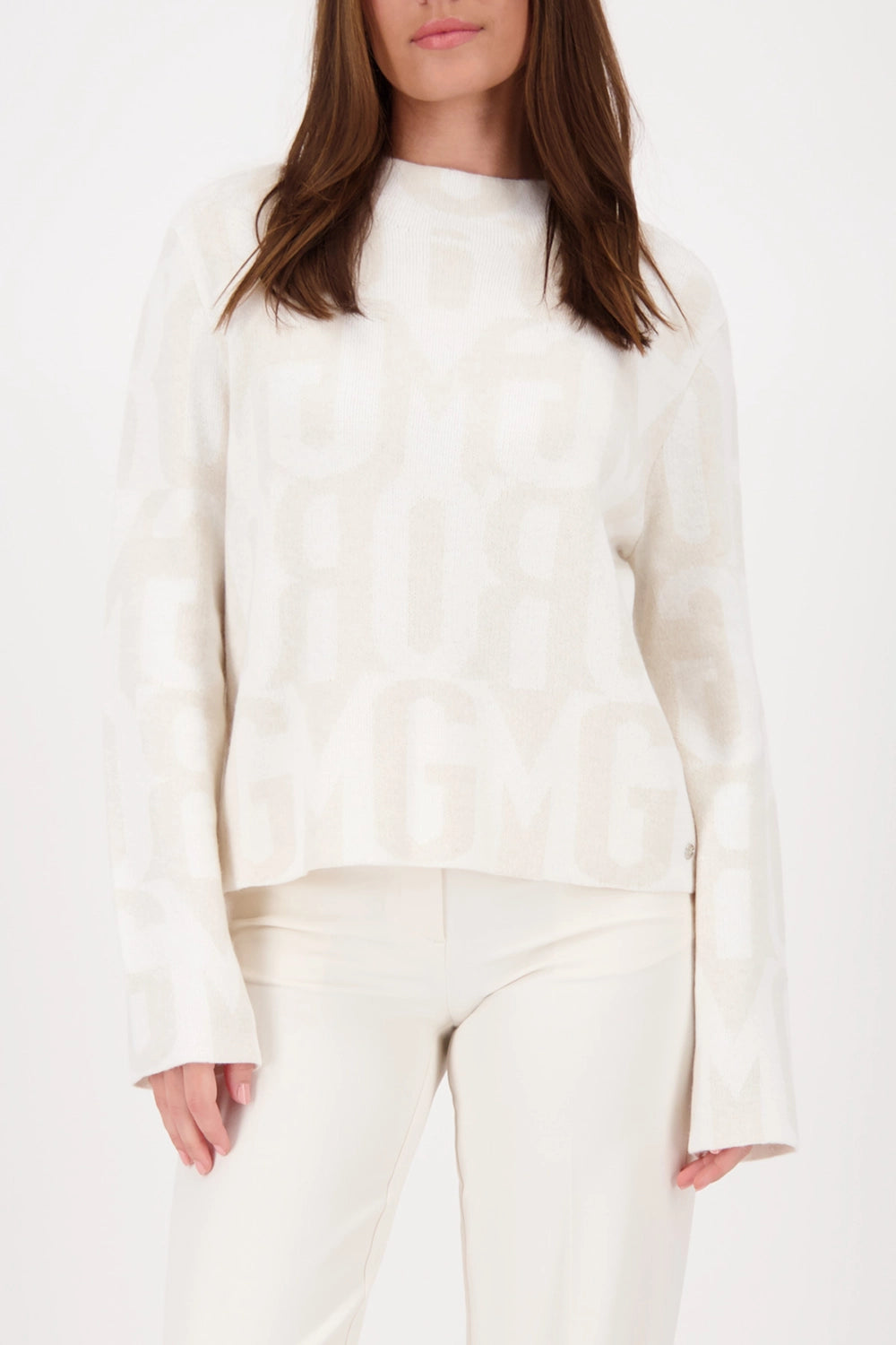 Monari Jumper with stand-up collar in Cashmere Pattern 809096