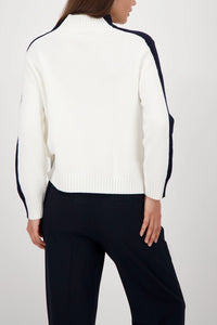 Monari Long-sleeved jumper with decorative buttons in Off White 809114