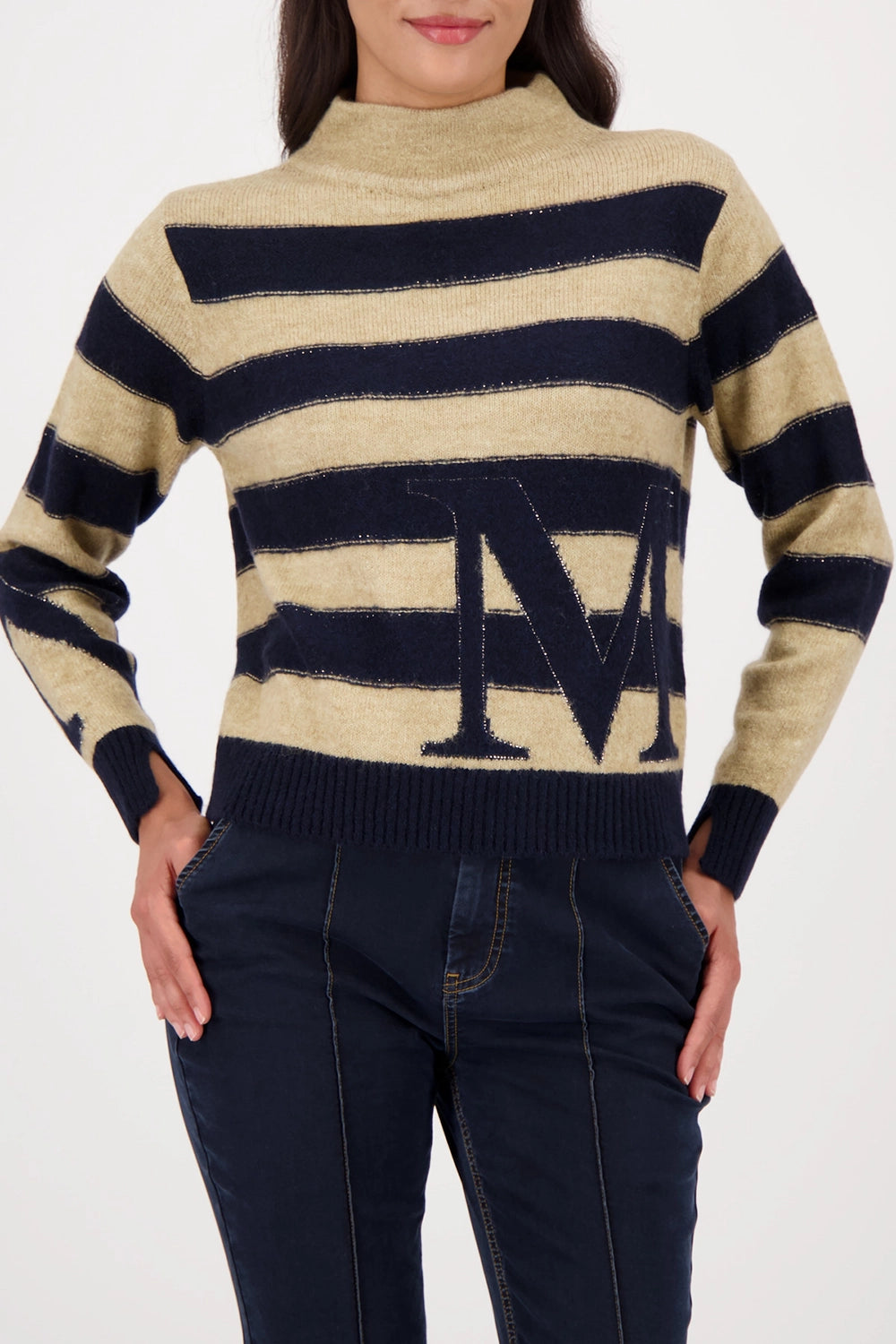 Monari Striped Jumper in Dark Denim Stripe 809123
