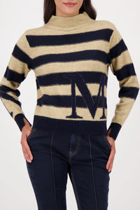 Monari Striped Jumper in Dark Denim Stripe 809123