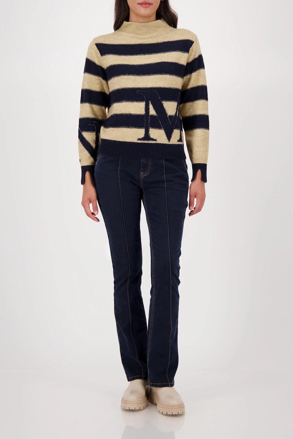 Monari Striped Jumper in Dark Denim Stripe 809123