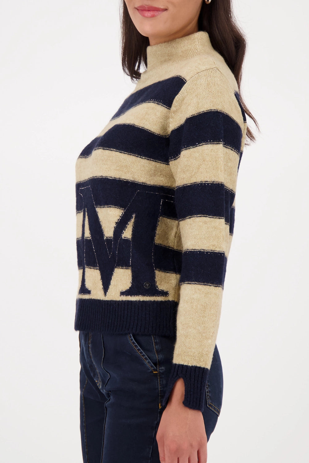 Monari Striped Jumper in Dark Denim Stripe 809123