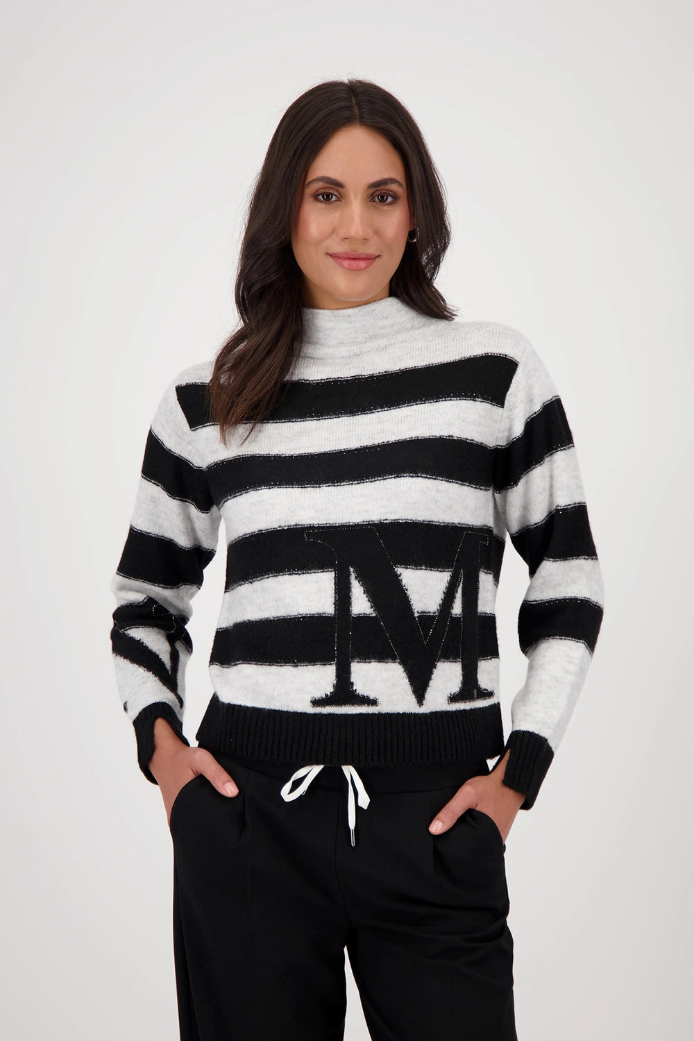 Monari Striped Jumper in Light Cloud Pattern 809123