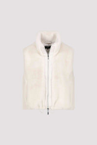 Monari Fur waistcoat with elasticated waistband in Oat Milk 809132