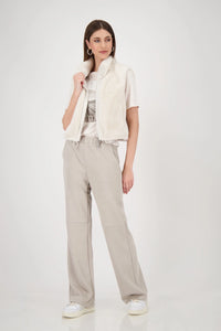 Monari Fur waistcoat with elasticated waistband in Oat Milk 809132