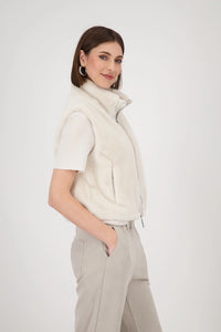 Monari Fur waistcoat with elasticated waistband in Oat Milk 809132