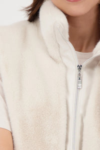 Monari Fur waistcoat with elasticated waistband in Oat Milk 809132