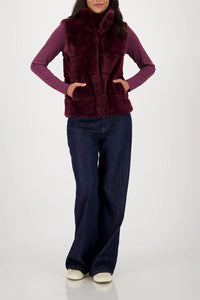 Monari  Fur waistcoat with stand-up collar in Bordeaux 809140