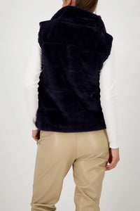 Monari  Fur waistcoat with stand-up collar in Night Sky 809140