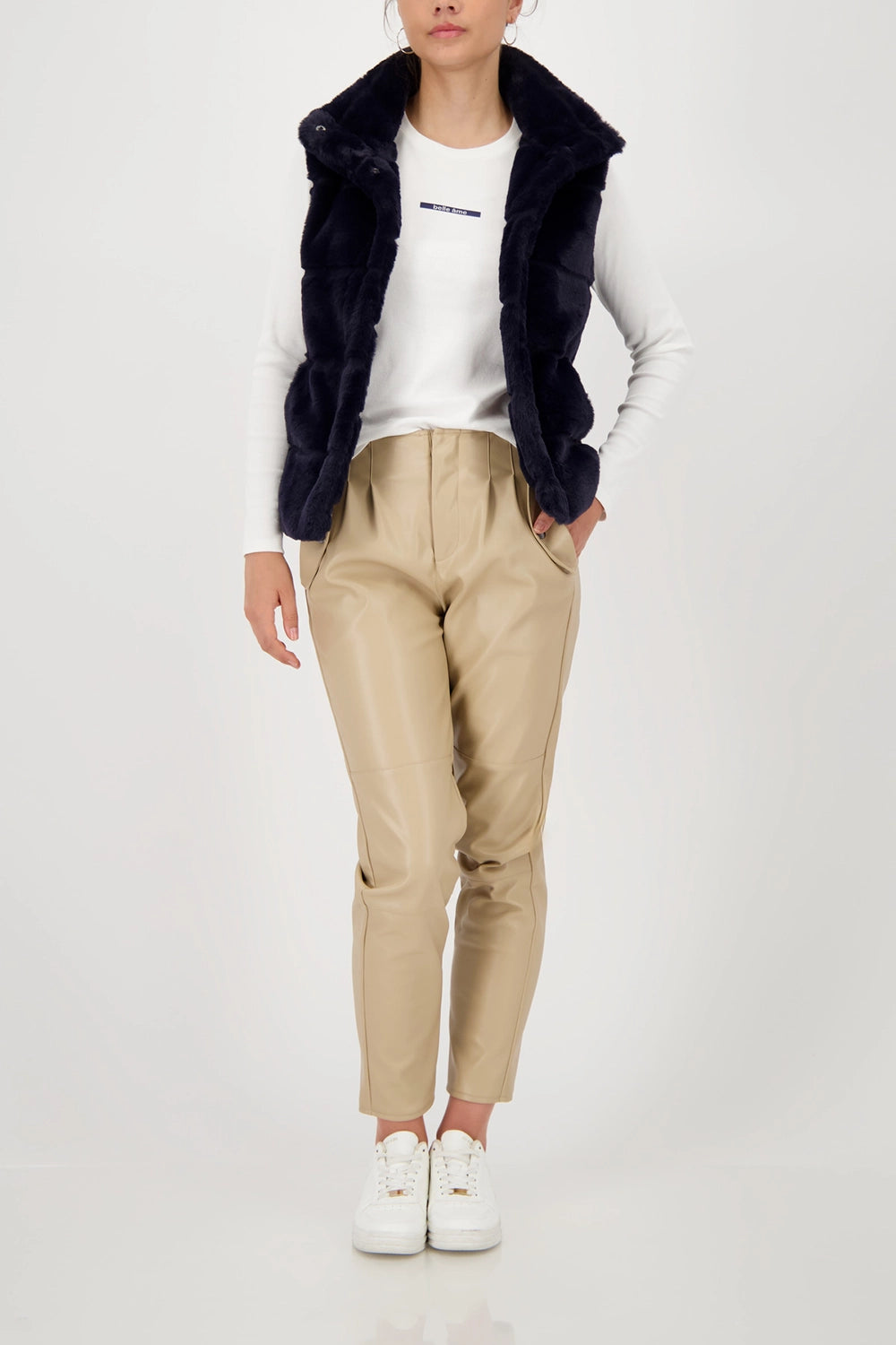 Monari  Fur waistcoat with stand-up collar in Night Sky 809140