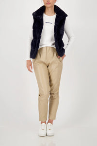 Monari  Fur waistcoat with stand-up collar in Night Sky 809140