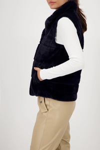 Monari  Fur waistcoat with stand-up collar in Night Sky 809140