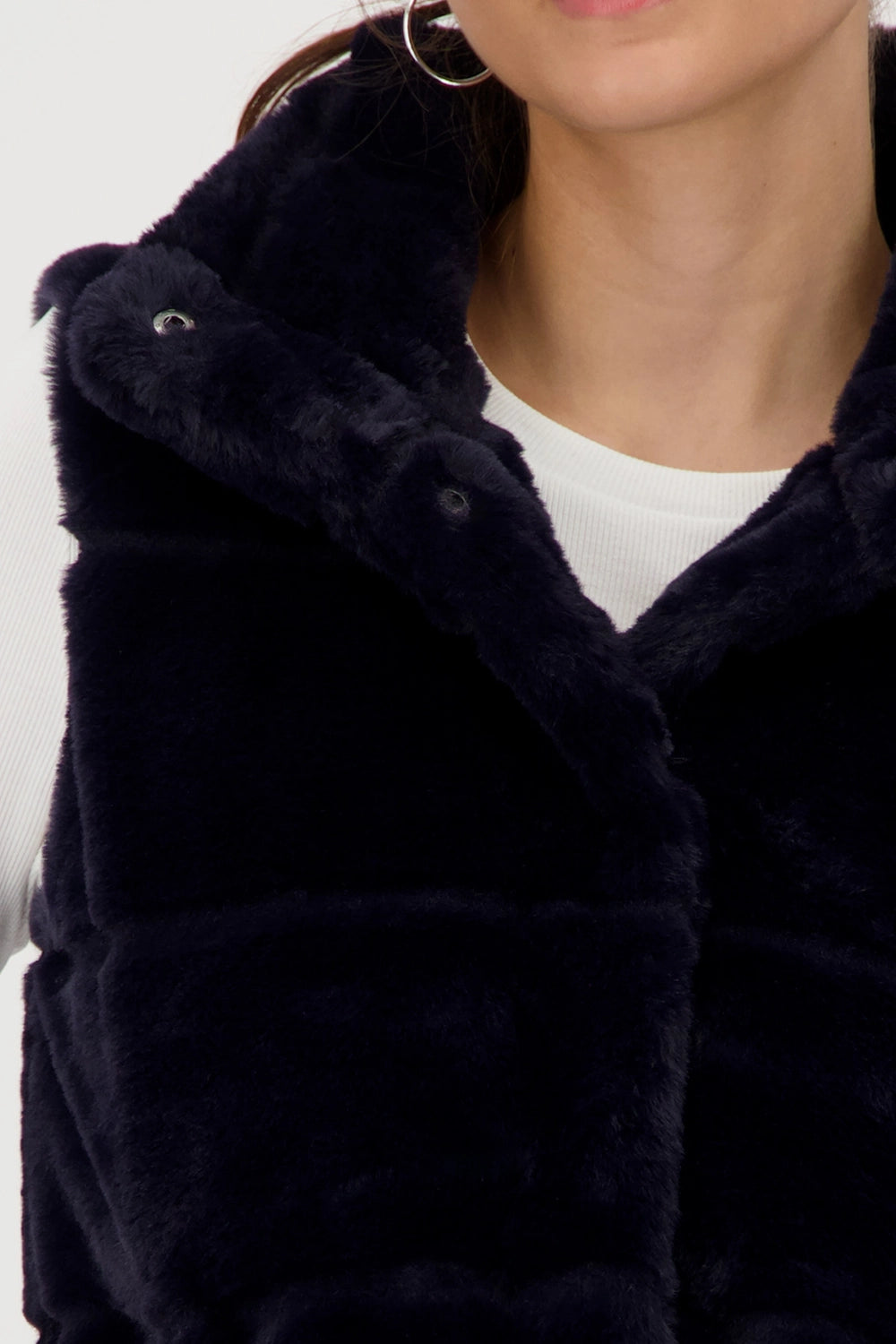 Monari  Fur waistcoat with stand-up collar in Night Sky 809140