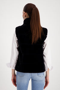 Monari Fur waistcoat with stand-up collar in Black 809140