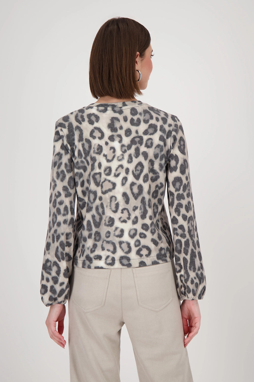 Monari Jacket with leopard print in Greige Pattern 809152