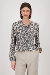Monari Jacket with leopard print in Greige Pattern 809152