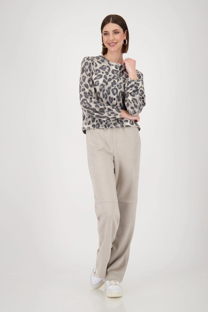 Monari Jacket with leopard print in Greige Pattern 809152