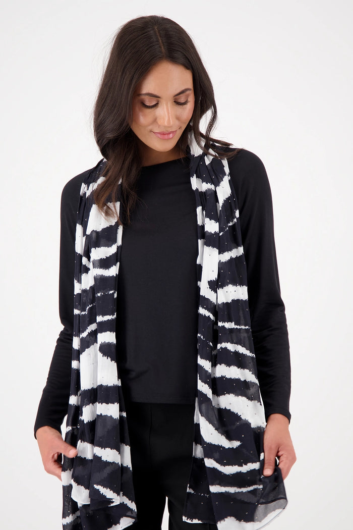 Monari Scarf Zebra Allover in Black Pattern 809158