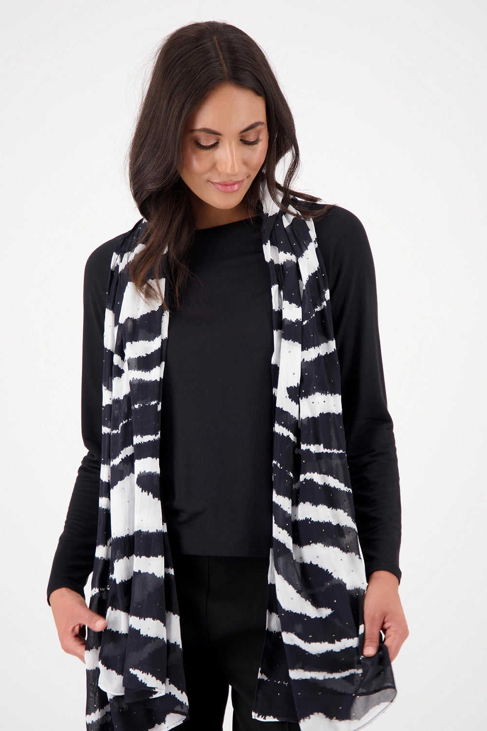 Monari Scarf Zebra Allover in Night Sky Pattern 809158