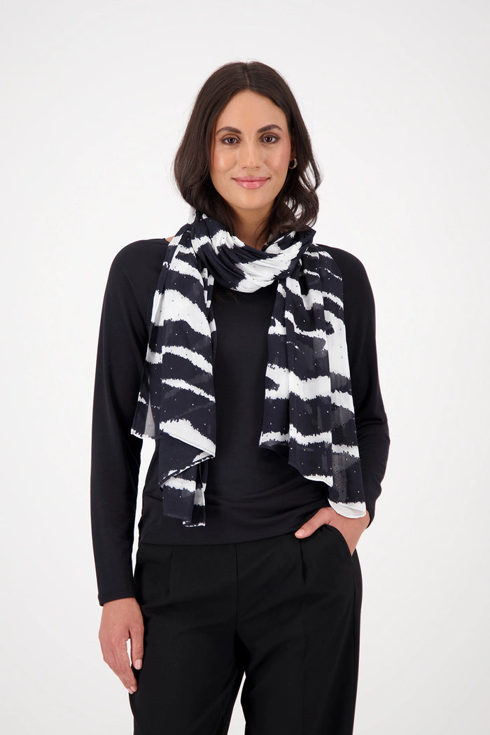 Monari Scarf Zebra Allover in Black Pattern 809158