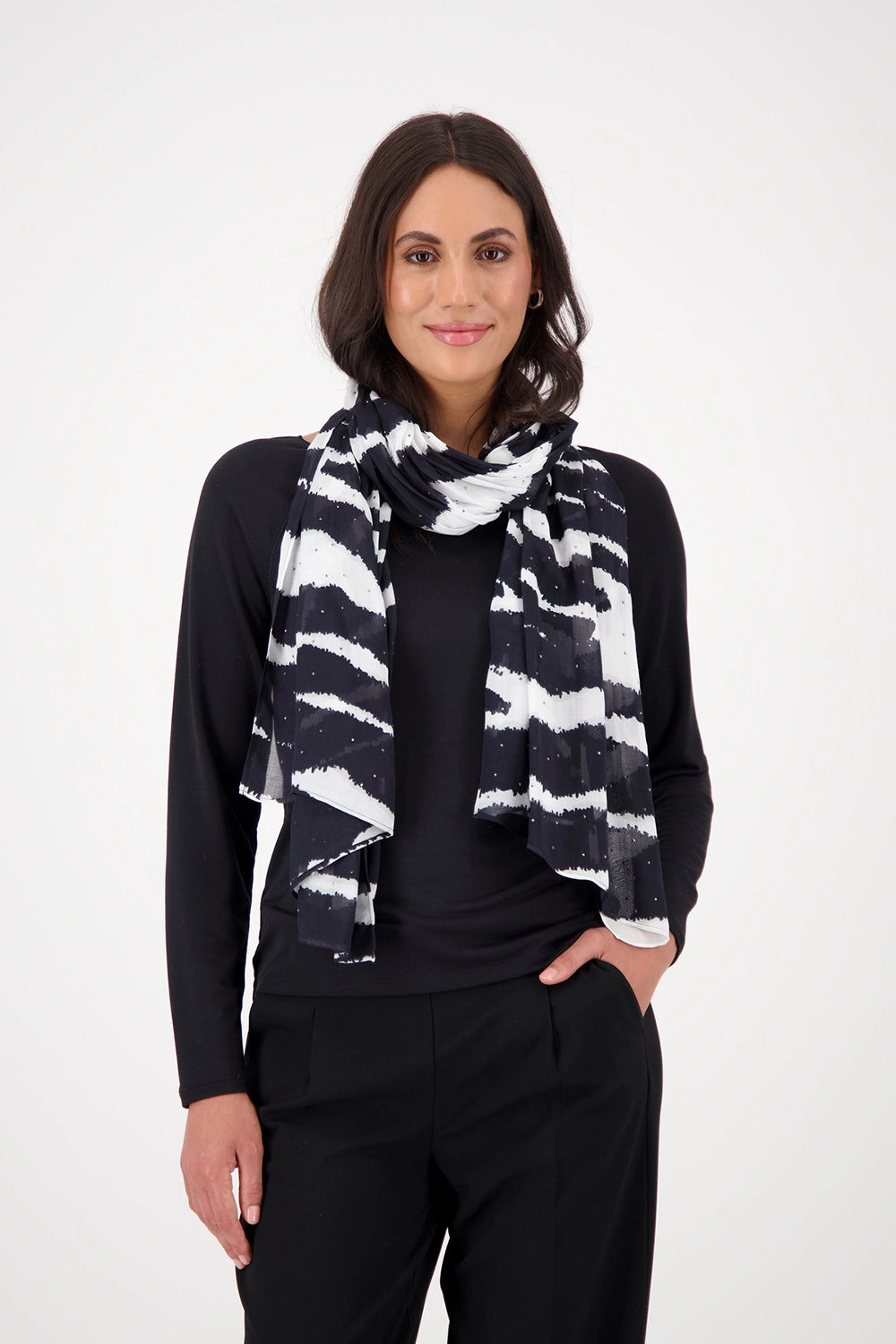 Monari Scarf Zebra Allover in Night Sky Pattern 809158