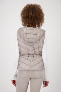 Monari Quilted waistcoat with hood in Greige 809164
