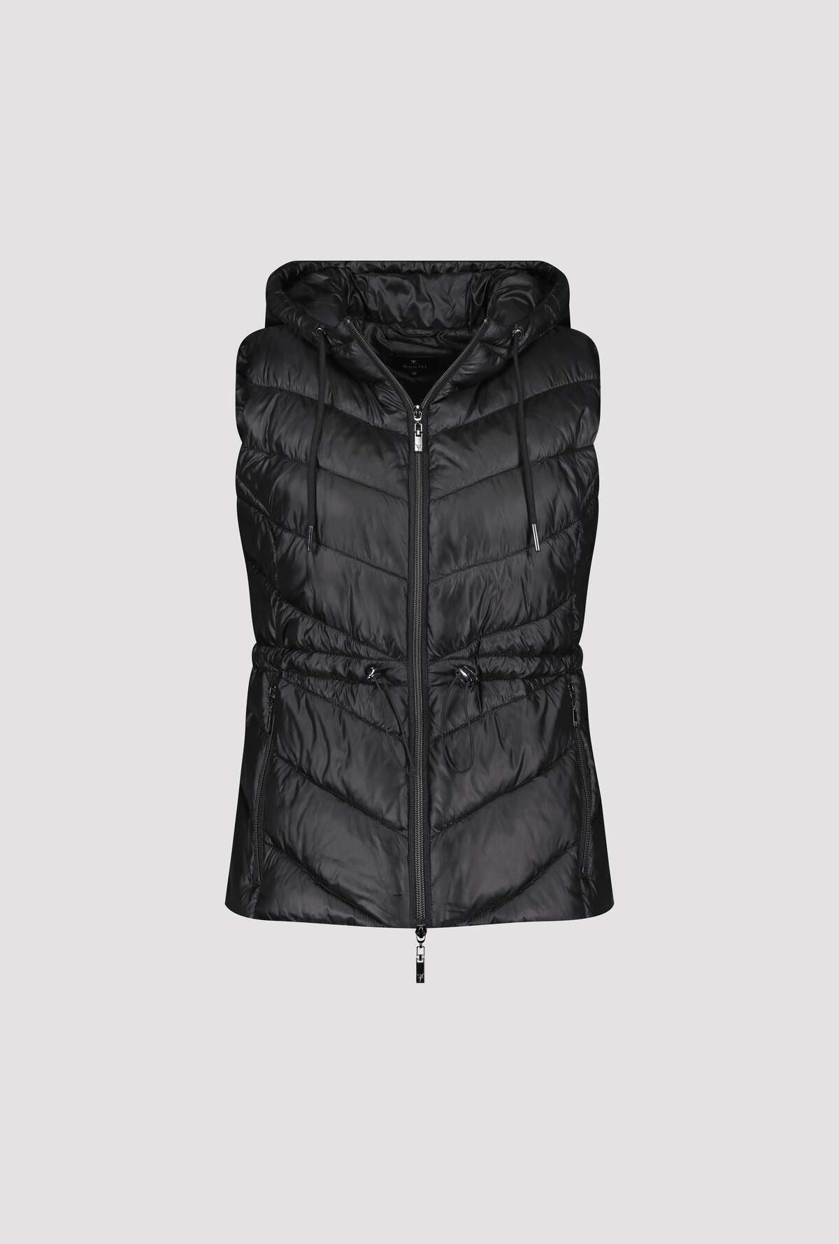 Monari Quilted waistcoat with hood in Black 809164