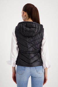 Monari Quilted waistcoat with hood in Black 809164