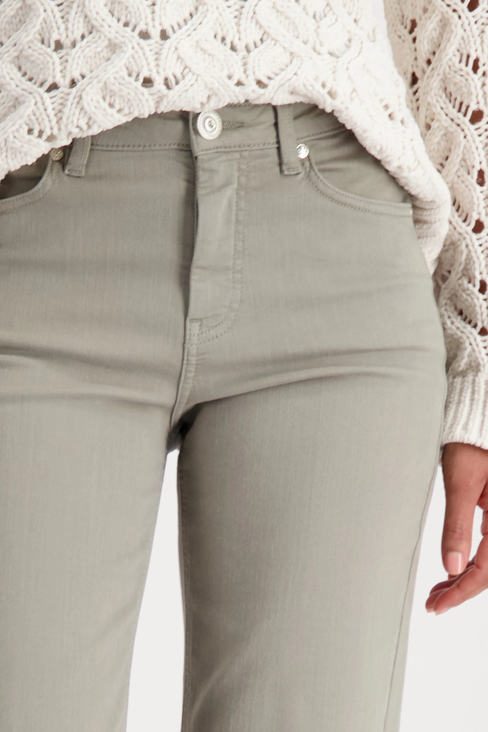 Monari Straight-Leg Jeans With Crease in Sage 809232