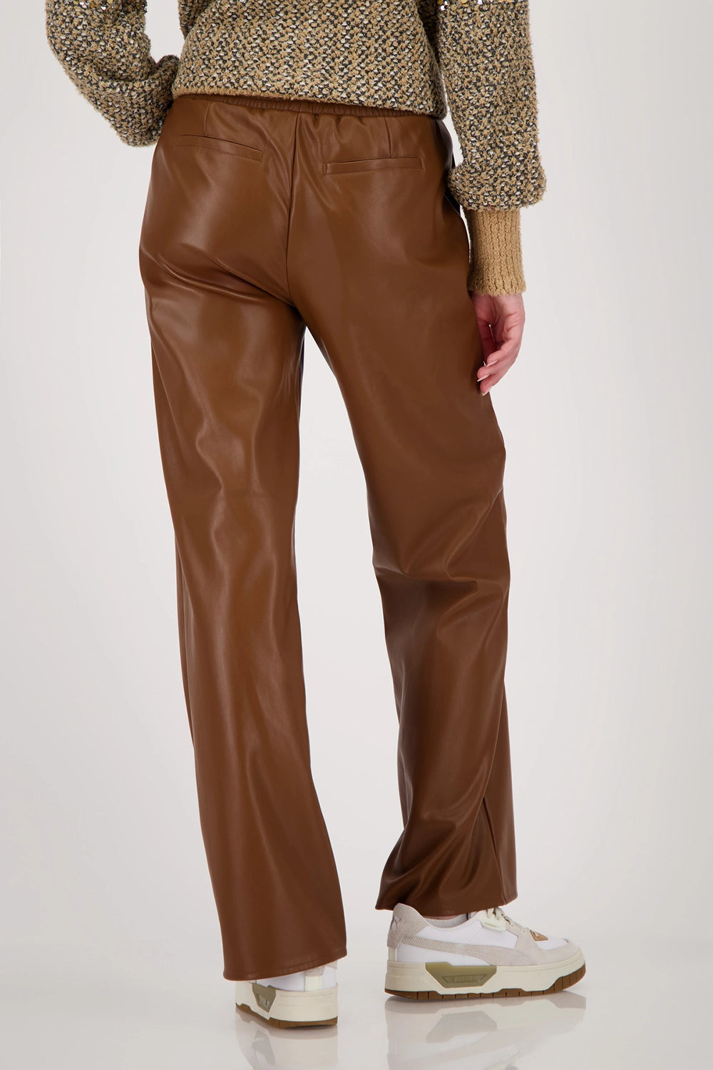 Monari Straight Leg Faux Leather Pants in Whisky 809270