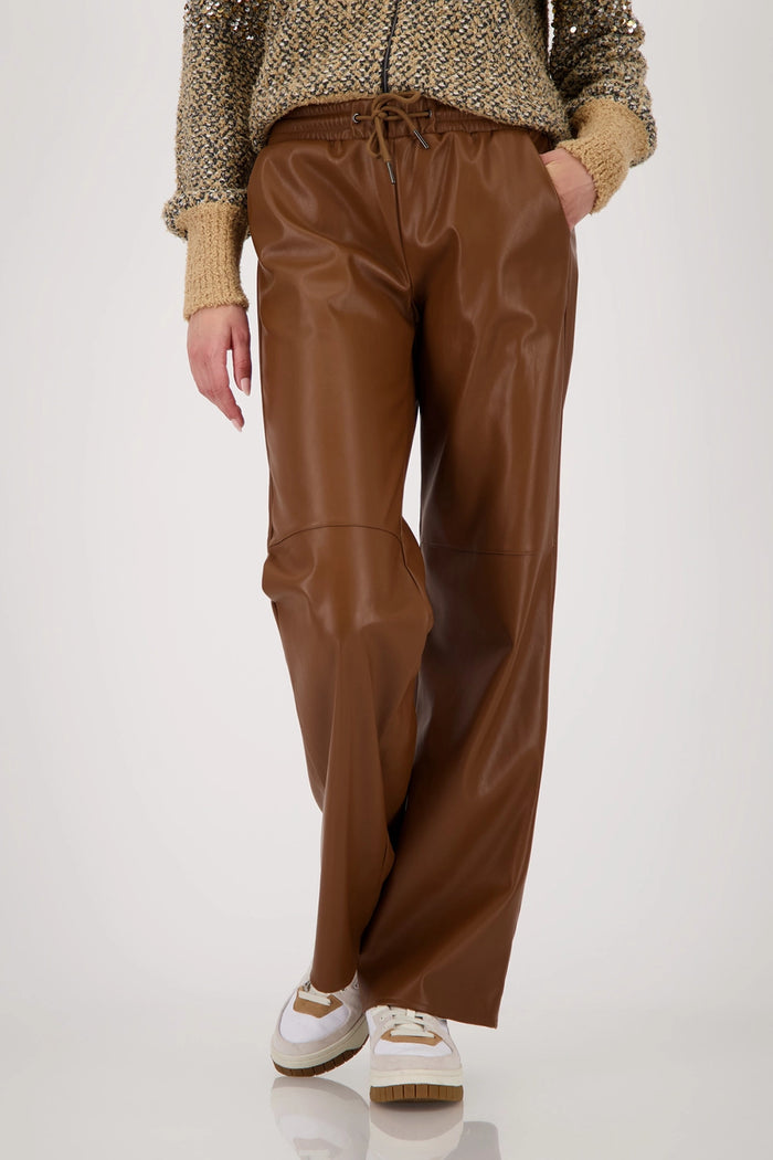 Monari Straight Leg Faux Leather Pants in Whisky 809270