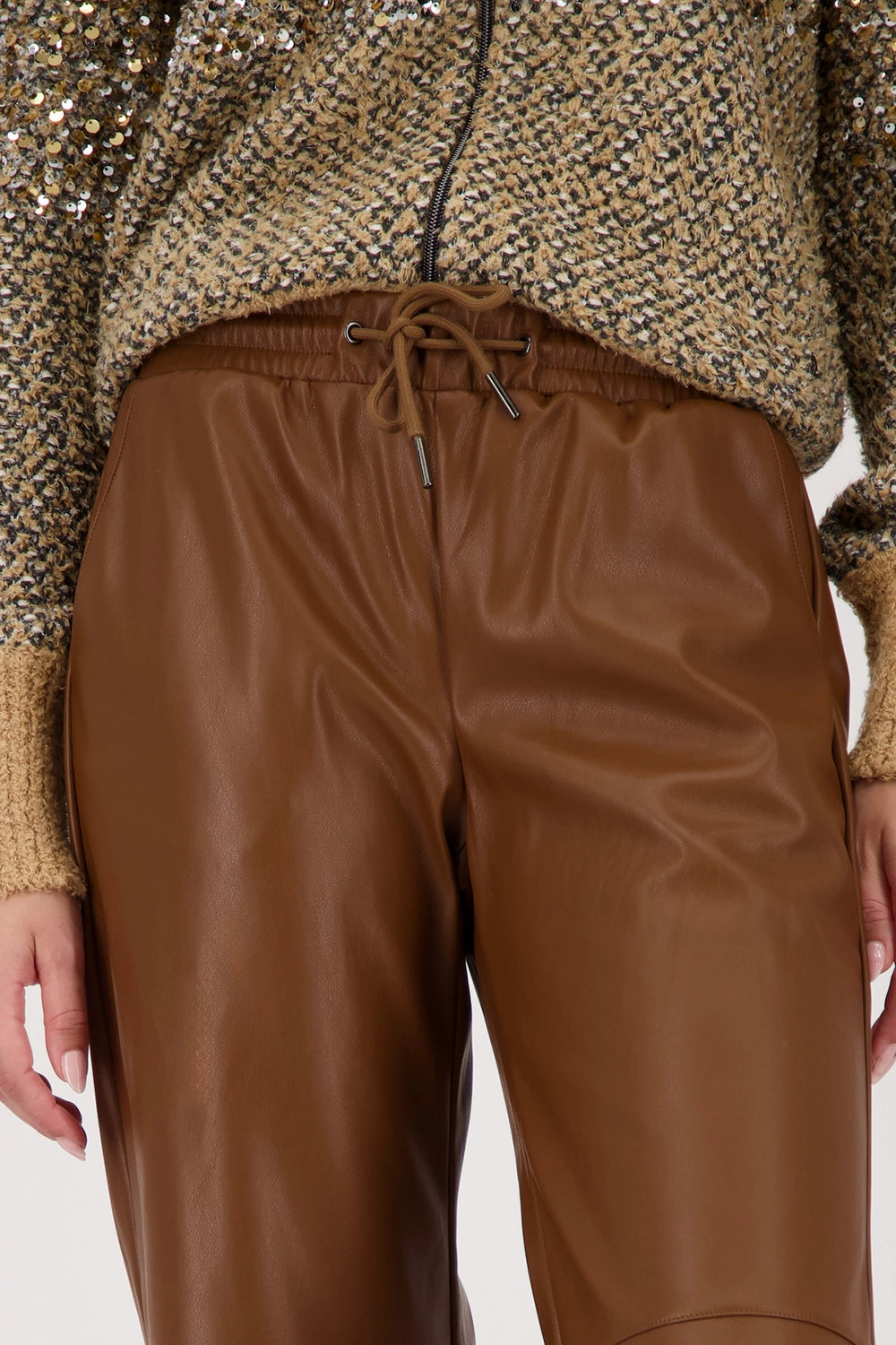 Monari Straight Leg Faux Leather Pants in Whisky 809270