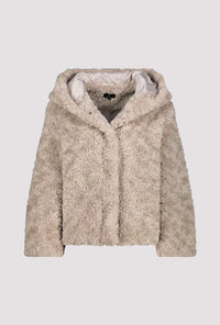 Monari Fake Fur Jacket With Hood in Lattemacchiato 809273
